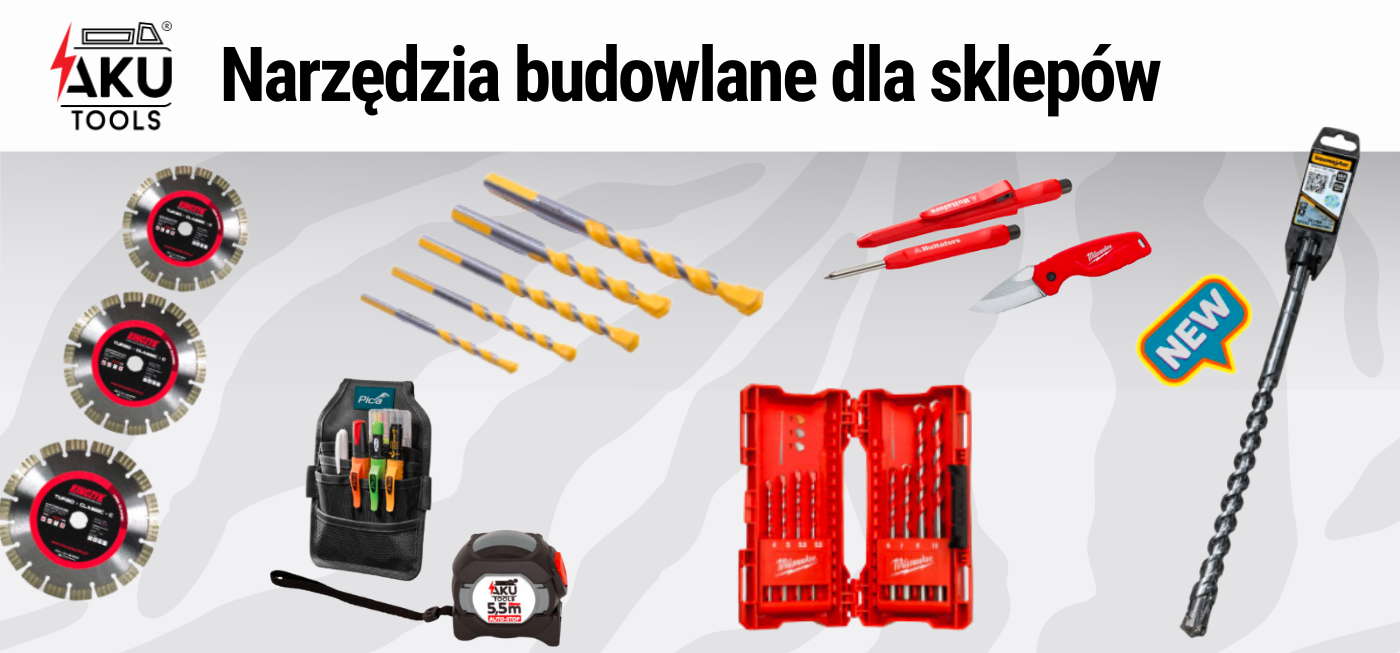 Narzędzia budowlane dla sklepów w ofercie AKU Tools Narzędzia budowlane z oferty hurtowej AKU Tools